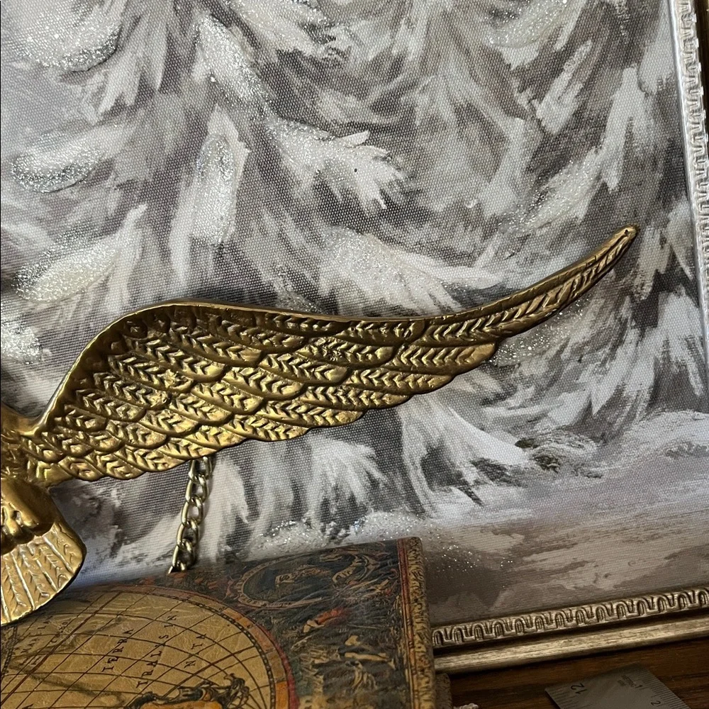 Vintage Large Brass Eagle Wall Decor 18” Wingspan Heavy Cast Americana